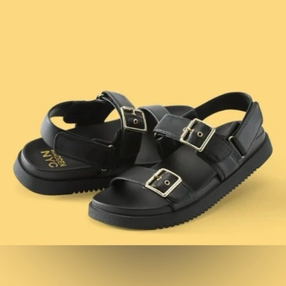 Madden NWOT SZ 10 MONA Black Double Strap Sandal Comfort Boho Y2K Edgy